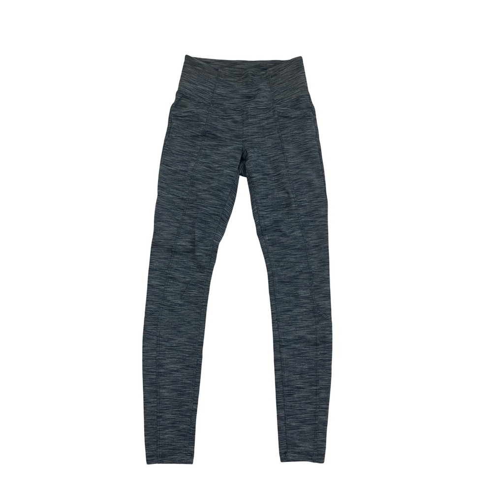 Athleta Womens High Waisted Space Dye Leggings Gray Back Pockets XXS 26 Inseam